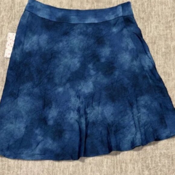 NWT sz 2 Free People tie dye blue mini skirt crinkle fabric side zip silky flowy - Picture 2 of 6